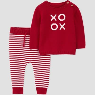 Carter's Just One You® Baby 2pc Valentine's Day XOXO Sweatshirt and Jogger Pants Set - Red 3M