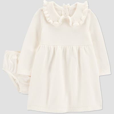 Carter's Just One You® Baby Girls' 2pc Ruffle Sweater Dress - Ivory 9M