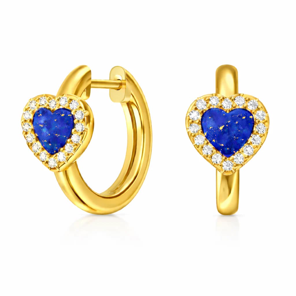 Blue Lapis Crystal Heart Earrings - 70% Off