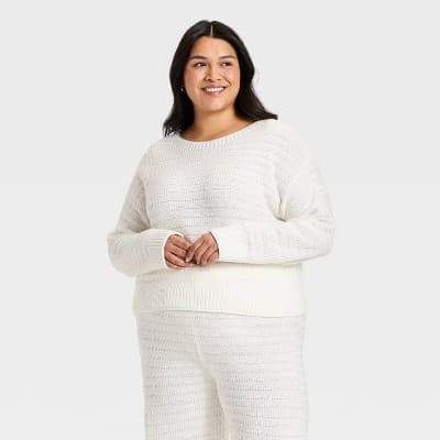 Women's Crewneck Pullover Sweater - Universal Thread™ Cream 3X
