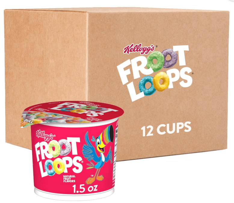 12 Cups Kellogg's Froot Loops Breakfast Cereal Cups (18oz Case) Amazon