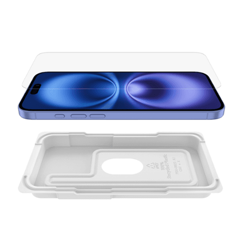 Belkin - ScreenForce InvisiGlass for iPhone 16 Plus, 15 Plus, and 14 Pro Max with EZ Align Tray - Clear