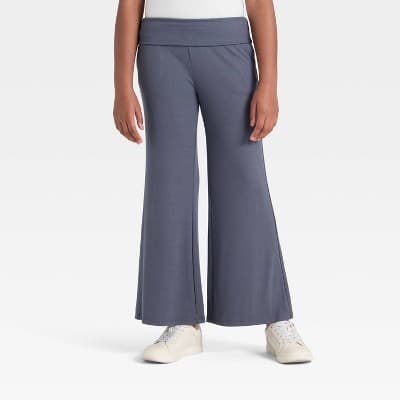 Girls' Foldover Waist Cozy Rib-Knit Flare Pant - art class™ Blue XXL