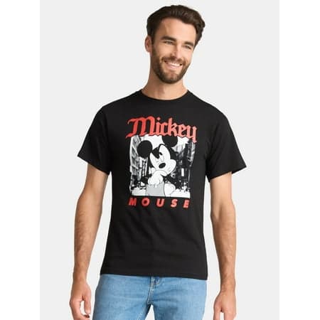 Mickey Mouse Men's and Big Men's Cotton Graphic Tee, Sizes S-3XL