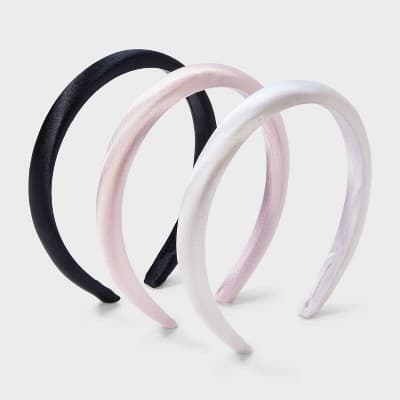 Girls' 3pk Padded Headband - art class™ Pink/White/Black: Fashion Accessory for All Hair Types