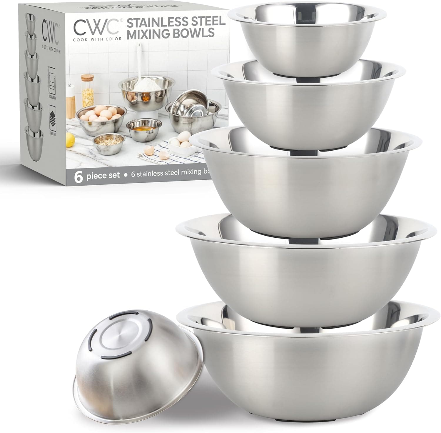 Premium Stainless Steel Mixing Bowls - Nest for Easy Storage