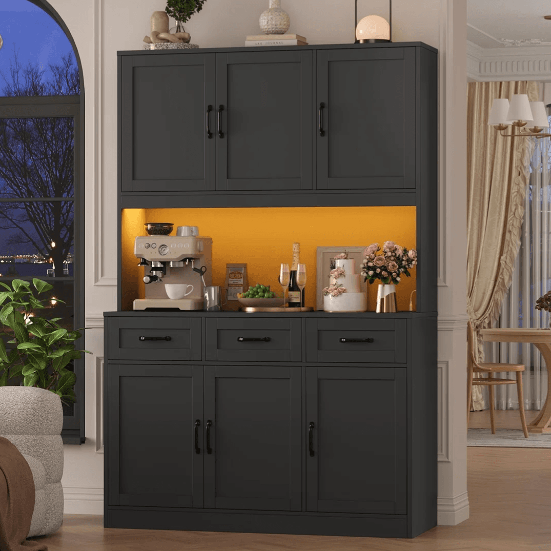 Organized Elegance: Coffee Bar Pantry with LED & Power at 55% Off
