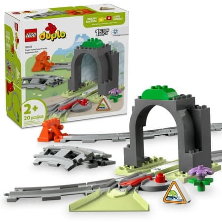 LEGO DUPLO Town Train Tunnel and Tracks Expansion Set - 10 Extra Pieces of Train Tracks - Preschool and Toddler Train Set, Ages 2+ - Building Toy for Boys and Girls - 10425