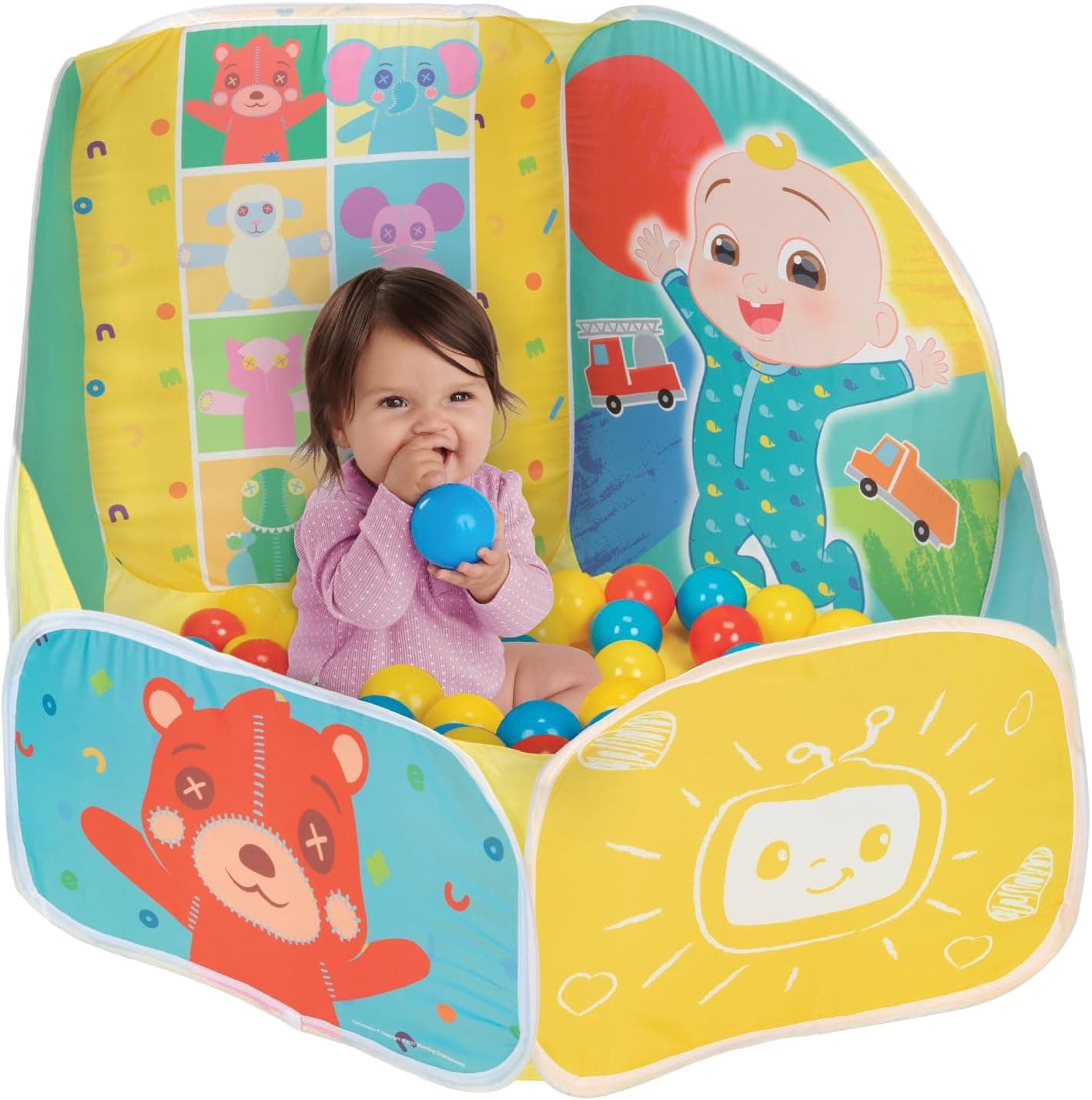 Cozy CoComelon Ball Pit for Toddlers - 15 Soft Flex Balls Included