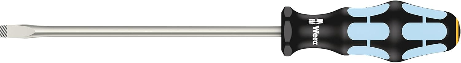Wera 05032006001 Kraftform Stainless 3334 Stainless Steel Slotted Screwdriver, Lasertip, 8mm Head, 7" Blade Length