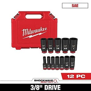 Milwaukee SHOCKWAVE 3/8" Deep Well 6 Point Impact Sockets for $50
