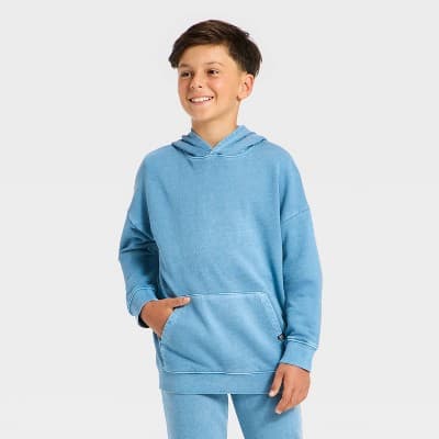Boys' Fleece Hoodie Sweatshirt - Cat & Jack™ Light Blue S