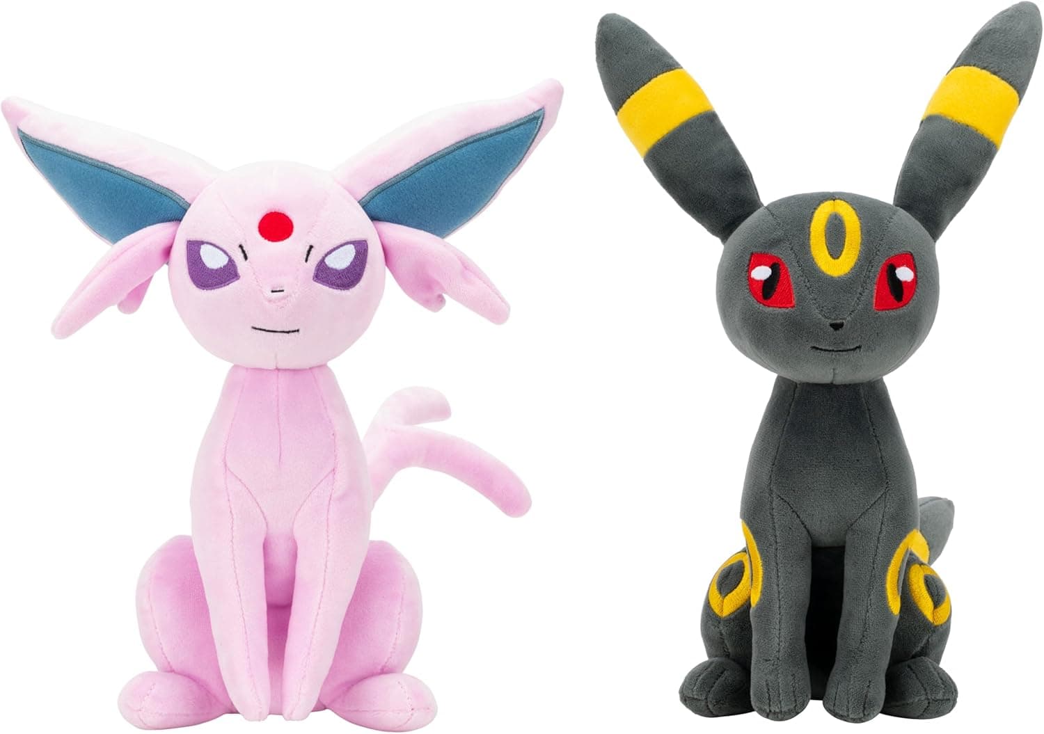 Snuggly Espeon & Umbreon Plush Duo - Authentic 8-Inch Pokemon Plushies
