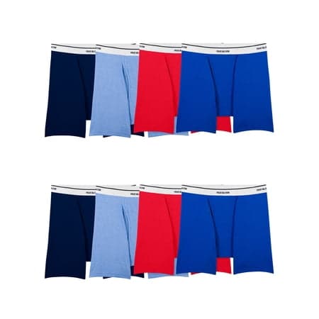Fruit of the Loom Men's Active Cotton Blend Boxer Briefs, 8-Pack, Sizes S-XL
