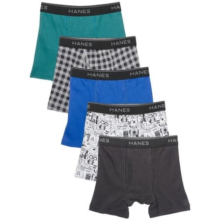 Hanes Boys' Comfort Flex Boxer Briefs Underwear Value Pack, 5-pack sizes S-XL