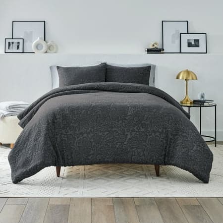 Better Homes & Gardens Paisley Matelasse 3-Piece Duvet Cover Set, Grey, Full/Queen