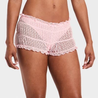 Women's Heart Lace Bloomer - Wild Fable™ Light Pink L