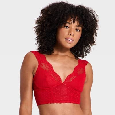 Women's Heart Lace Bra Top - Wild Fable™ Red M