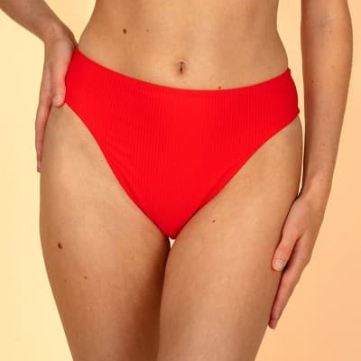Solid & Striped Women's Ribbed High Waist Bottom - Red XL