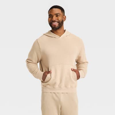 Men's French Terry Pullover Hoodie - All In Motion™ Sand M