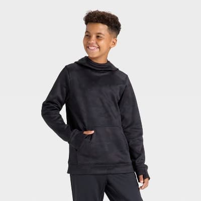 Boys' Tech Fleece Hoodie Sweatshirt - All In Motion™ Black L