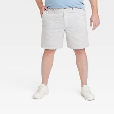 Men's Big & Tall Every Wear 9" Flat Front Chino Shorts - Goodfellow & Co™ Gray 44: Midweight, Slim Fit, Stretch