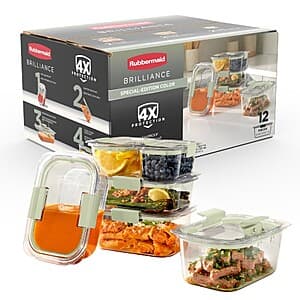 12-Piece Rubbermaid Brilliance Food Storage Container Set (3 Colors) $20 + Free Store Pickup