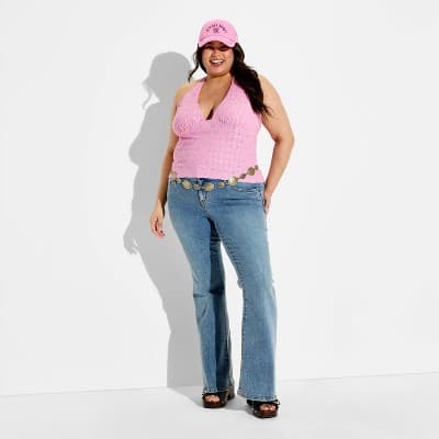Women's Lace Halter Top - Wild Fable™ Pink 4X