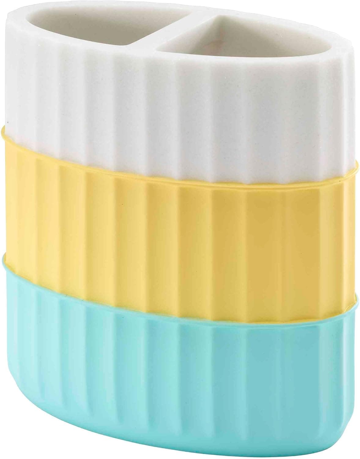 IZOD - Toothbrush Holder, Resin Countertop Bathroom Accessories, Dorm Room Essentials, Striped Bathroom Decor (Clubhouse Collection, Aqua)