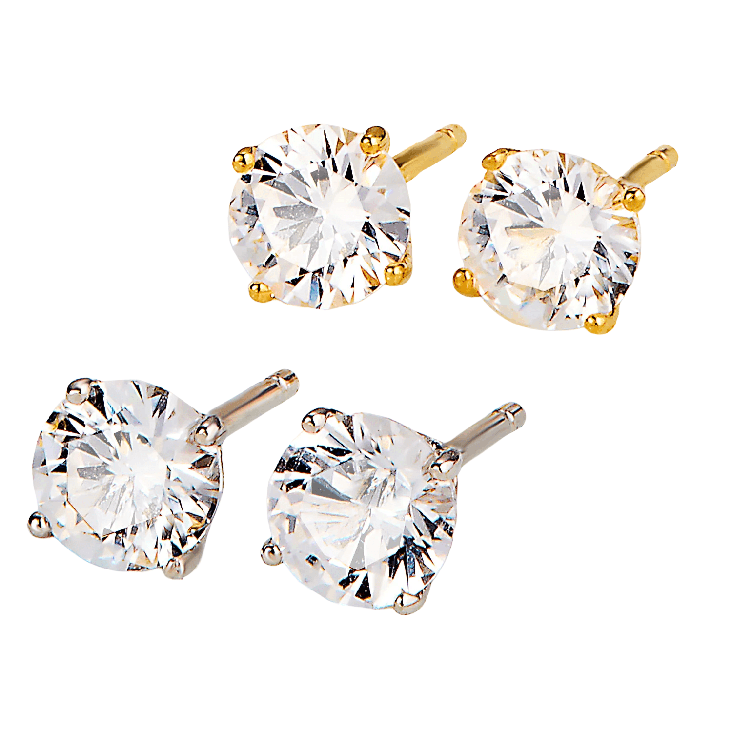 Sterling Silver White Sapphire Stud Earrings - 62% Off