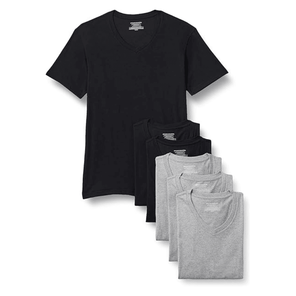 58% Off a 6-Pack of Amazon Essentials V-Neck Shirts