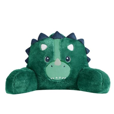 Your Zone 21.25" x 21" Green Dino Faux Fur Backrest Lounger Pillow