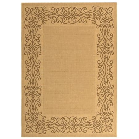 SAFAVIEH Courtyard Ellie Traditional Floral Indoor/Outdoor Area Rug, 5'3" x 7'7", Natural/Brown