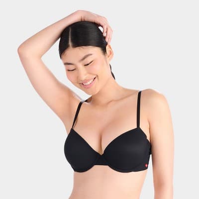 Parade Women's Silky Mesh Push-Up Bra - Black M: Recycled Nylon, Spandex, Adjustable Straps, Padded Cup