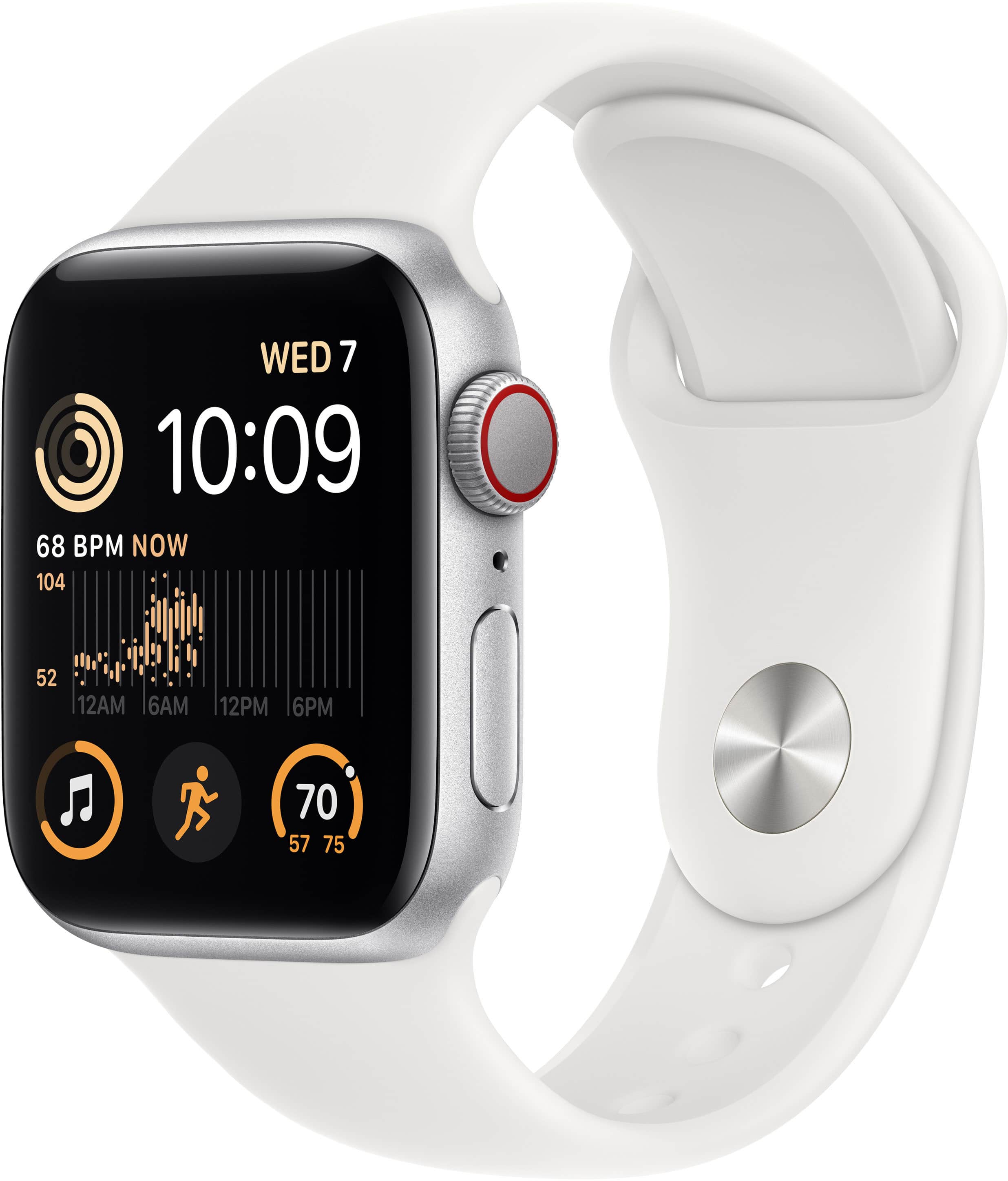 Refurbished Apple Watch SE 2nd Generation (GPS + Cellular) 40mm Aluminum Case with White Sport Band - M/L - Silver - (2022)