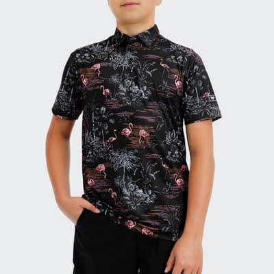 Waggle Boy's Flamingrove Polo Shirt - Black L