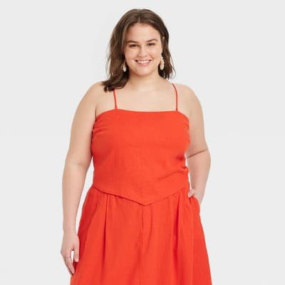 Women's Tie Back Tank Top - A New Day™ Red 4X