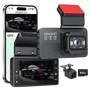 Zengest Dual Dash Cam with 5G WiFi and Night Vision