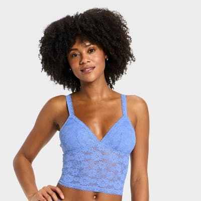 Women's Cloud Soft Lace Bra Top - Auden™ Light Blue M