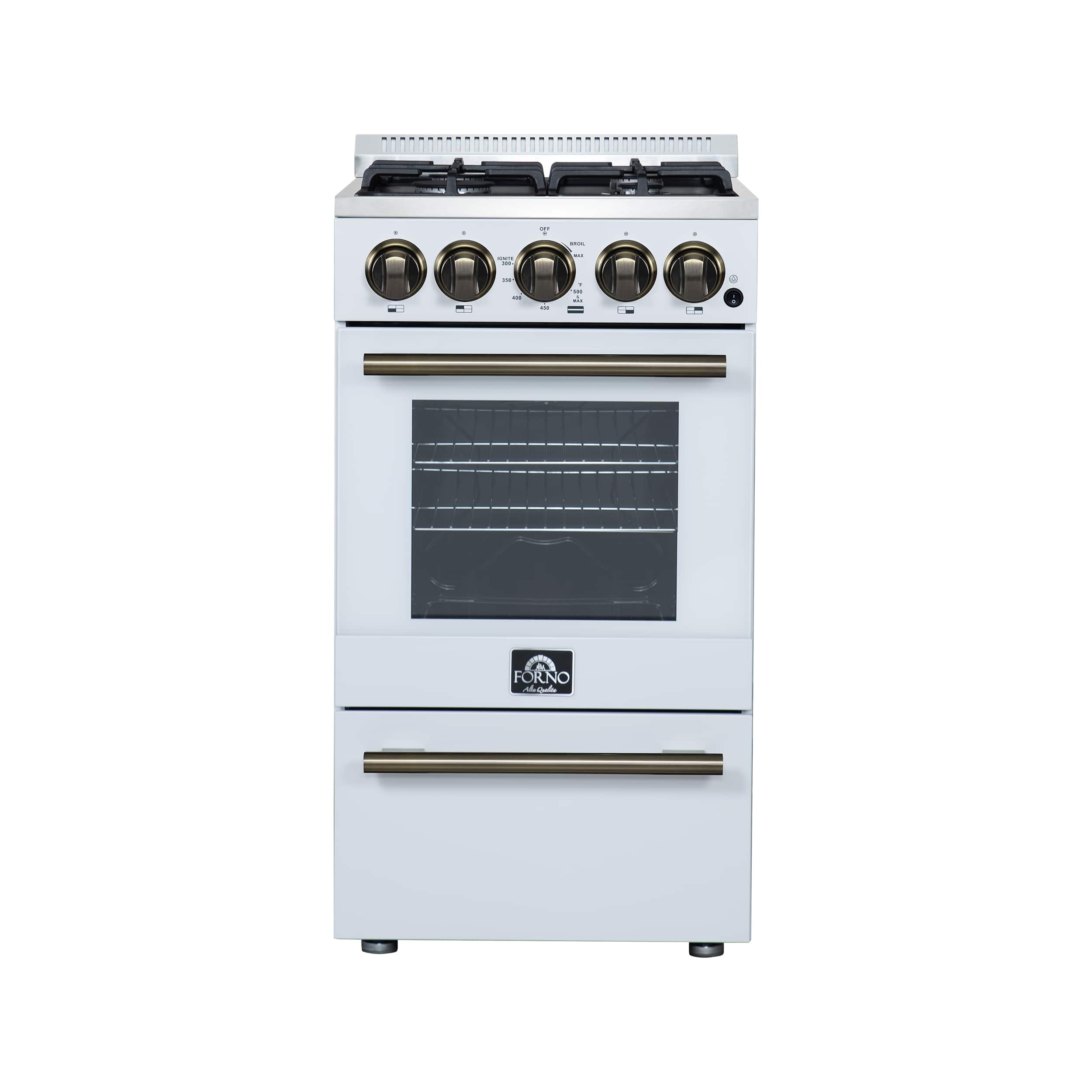 Forno Appliances - 24 in. Wide 4 burner Lamazze 2.05 Cu. Ft. Freestanding Gas Range - White