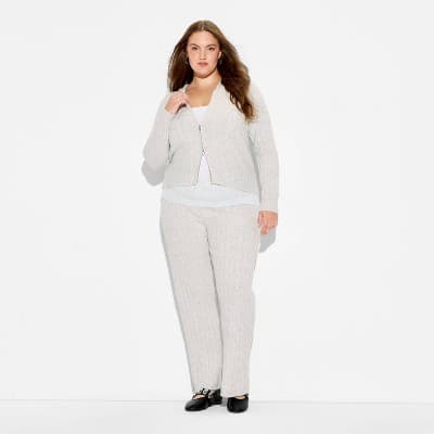 Women's Cable Zip Hoodie Cardigan - Wild Fable™ Gray 2X
