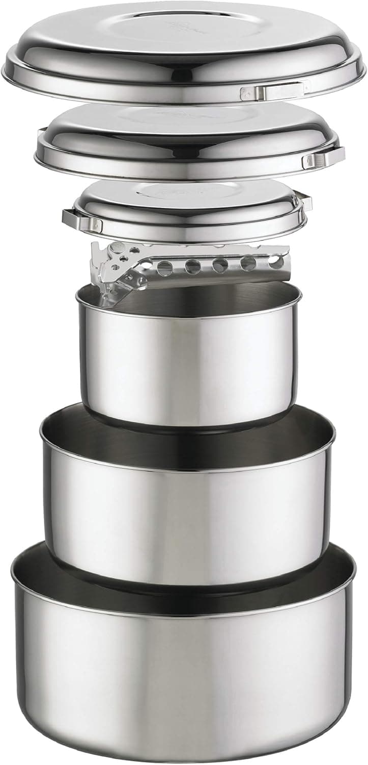 Durable MSR Alpine 4 Stainless Steel Camping Pot Set