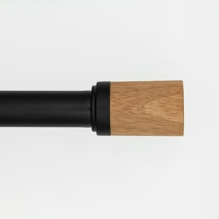 Better Homes & Gardens 1" Pale Oak Wood Cylinder Adjustable Curtain Rod Set, 42-120", Black