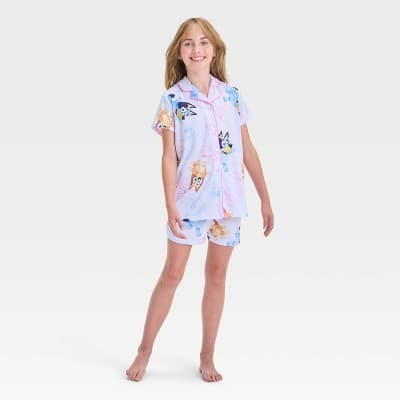 Girls' Bluey Pajama Set - White M