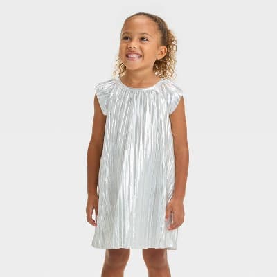 OshKosh B'gosh Toddler Girls' Shimmer Dress - Silver 18M