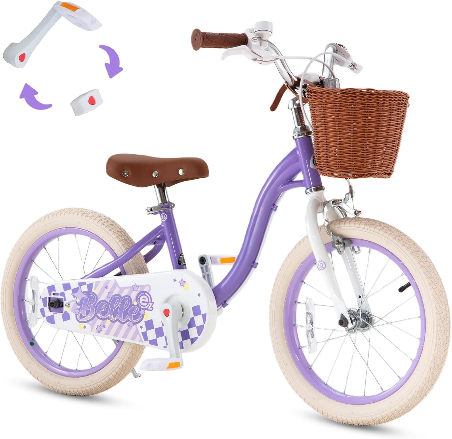RoyalBaby Girls Bike Belle EZ Kids Bike, Balance and Pedal Bicycle, 16 Inch Wheel for Age 4-7 Years Toddlers to Big Kids, Purple