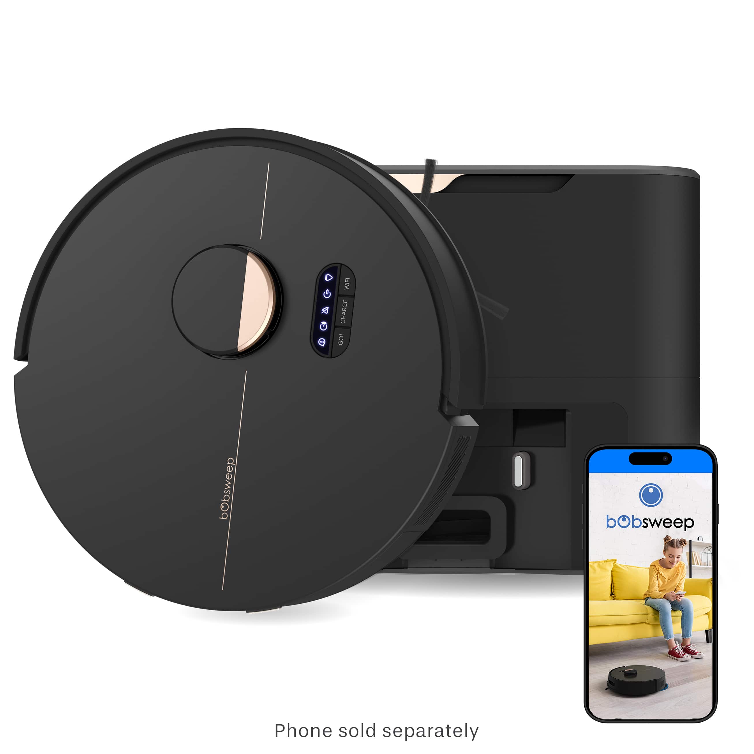 bObsweep - Dustin Self-Empty Robot Vacuum & Mop, with 100-Day Dock, SLAM Navigation, & Activated Charcoal Filtration - Plus Version with 8000 Pa Suction