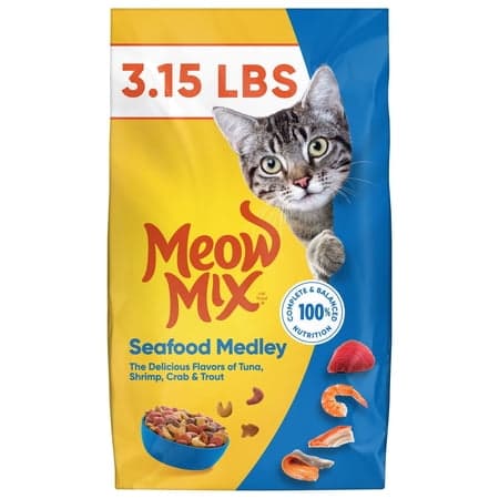 Meow Mix Seafood Medley Dry Cat Food, 3.15 lb. Bag