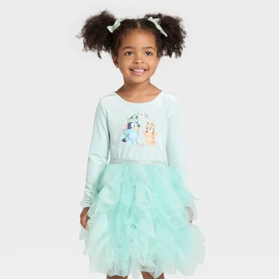 Toddler Girls' Bluey Ballerina Dress - Light Blue 2T