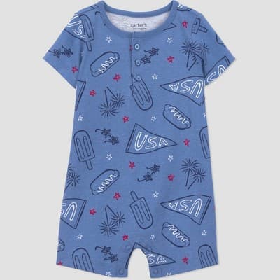 Carter's Just One You® Baby Boys' 4th of July USA Short Sleeve Romper - Navy Blue 18M